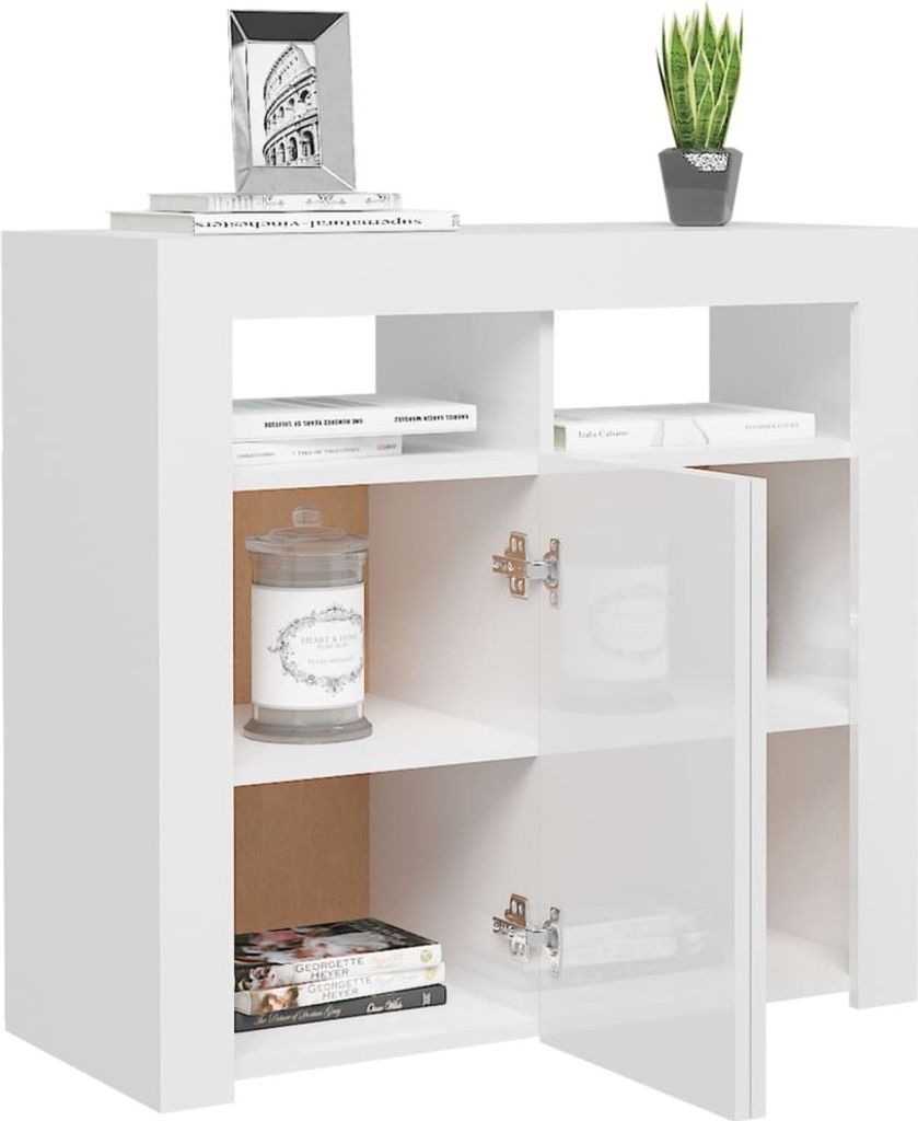 vidaXL Kredens z oświetleniem LED biały wysoki połysk Zdjęcie produktu 4