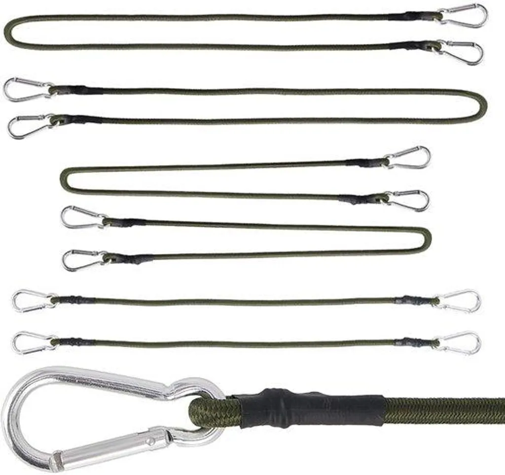 Sangles élastiques anti-décrochage lot de 6 avec mousquetons 60-120cm