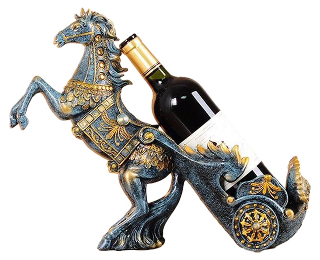 Vintage Pferde-Weinflaschenhalter aus Kunstharz, Pferdestatue, Skulptur, Bierflaschen-Präsentationsständer, Organizer-Regal, Heim-, Küchen-, Bar...