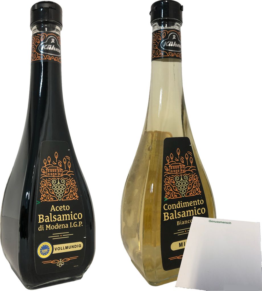 Kühne Aceto Balsamico di Modena und Bianco 2er Pack (2x500ml Flasche) + usy Block
