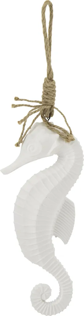 Décoration Murale Hippocampe Blanc en Crochet - Ornement Marin J-Line