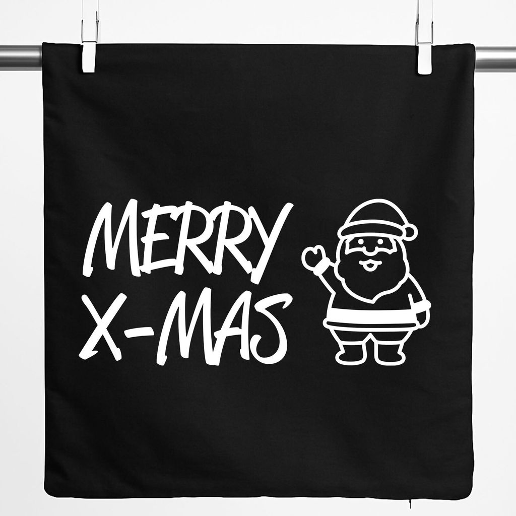 Huuraa Kissenbezug Merry X-Mas Weihnachtsmann 40x40cm Black Baumwolle Dekokissenbezug Geschenkidee
