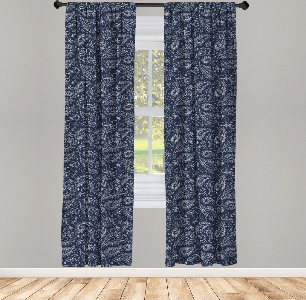 ABAKUHAUS Paisley Vorhänge, Gardinen, Weinlese-Verzierungs-böhmische Motive mit Schmutz-Blick-Hand gezeichnetem Art-Muster, 2 Stück 75 x 245 cm,...
