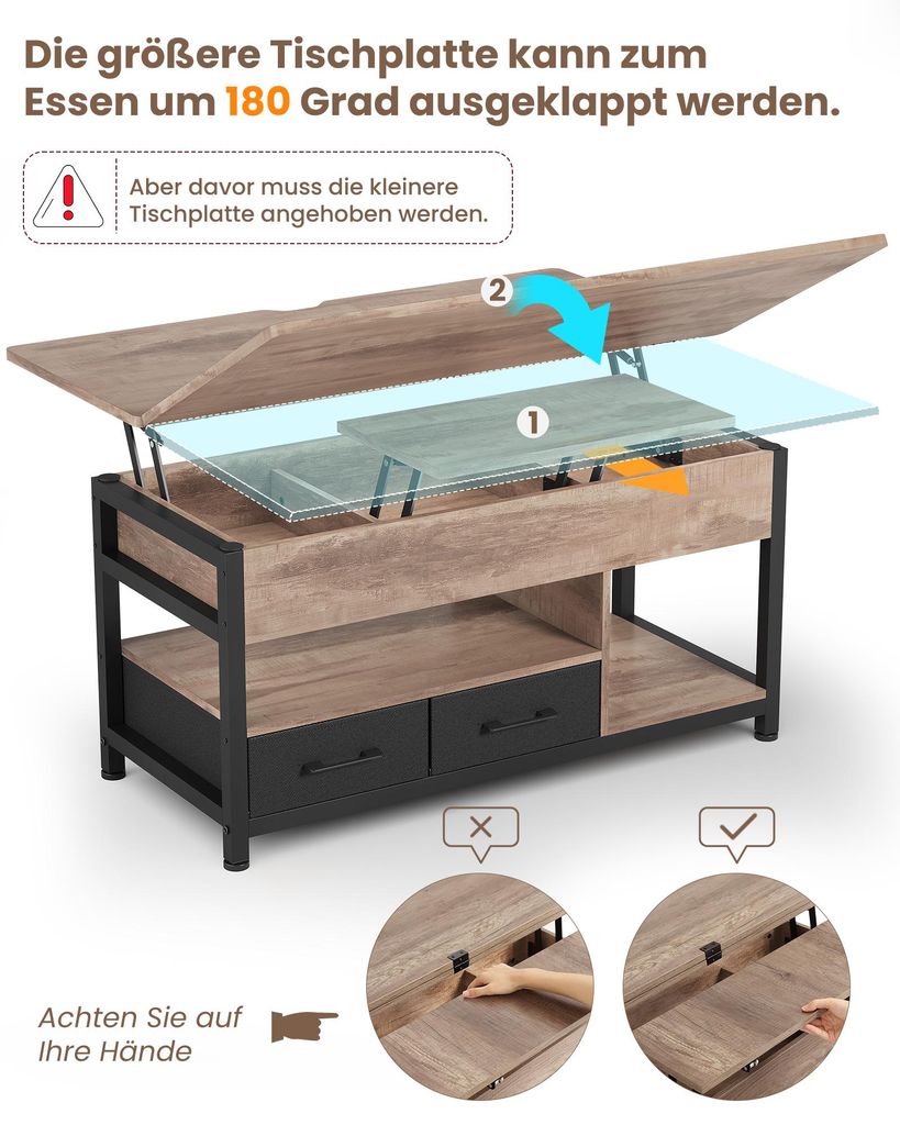 Table basse AODEMOKO à hauteur réglable, table de salon Image du produit 