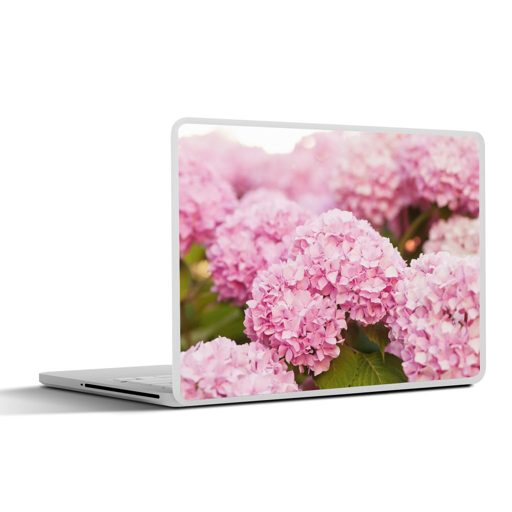MuchoWow Laptop Aufkleber Sticker Cover Busch - Blumen - Rosa - Hortensie 32.5x23.5 cm - Sticker für Laptop - Selbstklebend