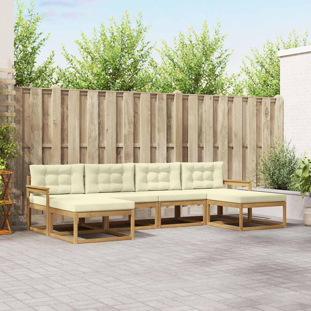 Möbel Outdoor-Sofagarnitur mit Kissen 6 pcs Weiß und CremeGartensofas - Gartensofas c2791