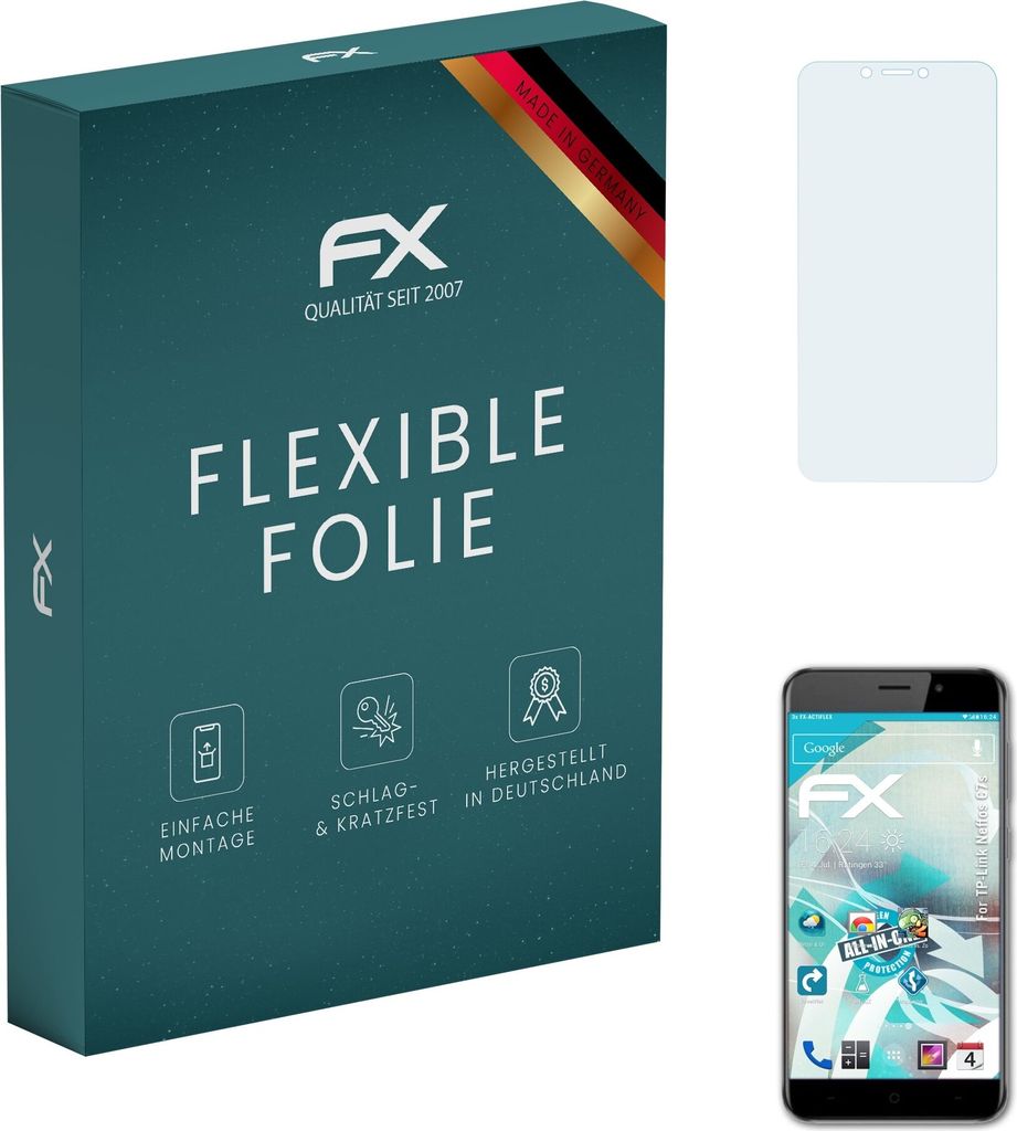 atFoliX FX-ActiFleX 3x Schutzfolie kompatibel mit TP-Link Neffos C7s Folie