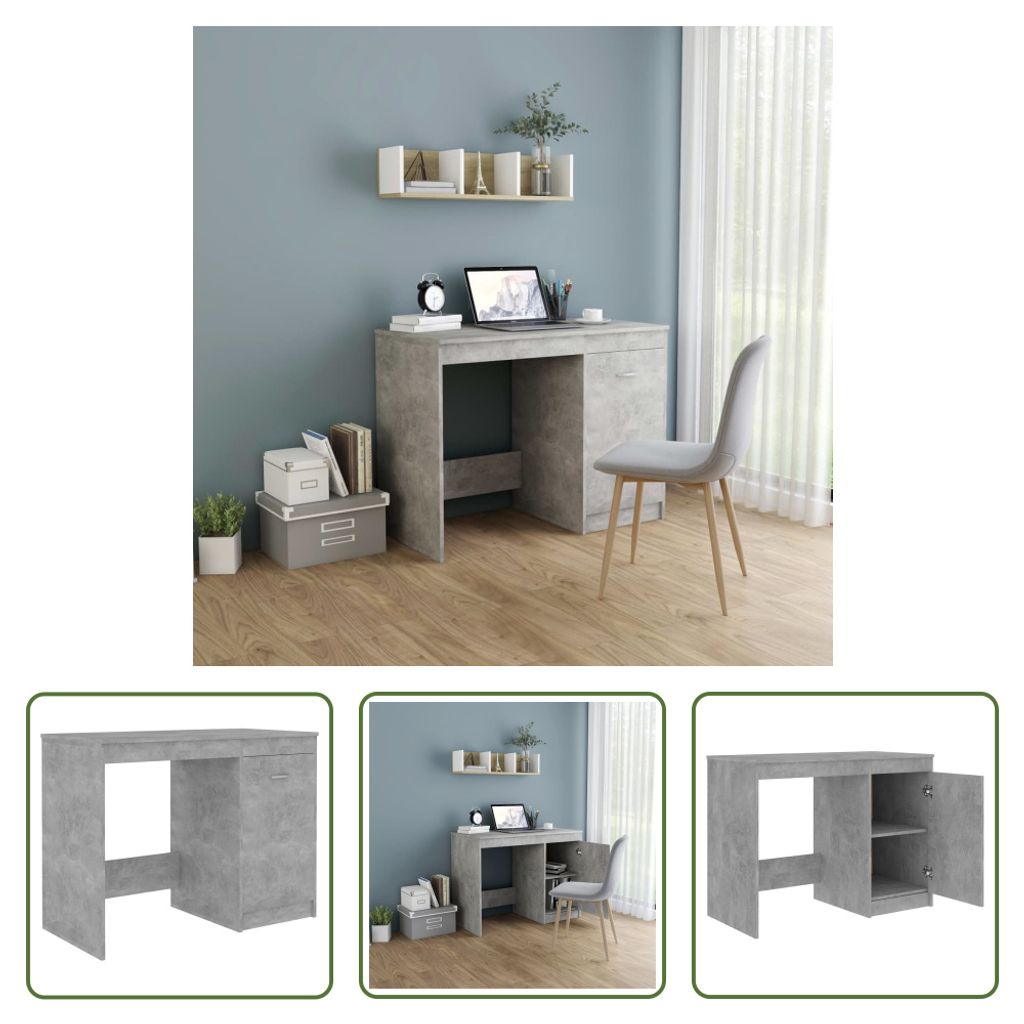 The Living Store Schreibtisch Betongrau 100x50x76 cm Produktbild 