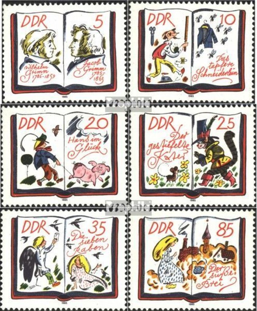Briefmarken DDR 1985 Mi 2987-2992 (kompl.Ausgabe) postfrisch Märchen (XV): 200. Geburtstag der Brüder Grimm