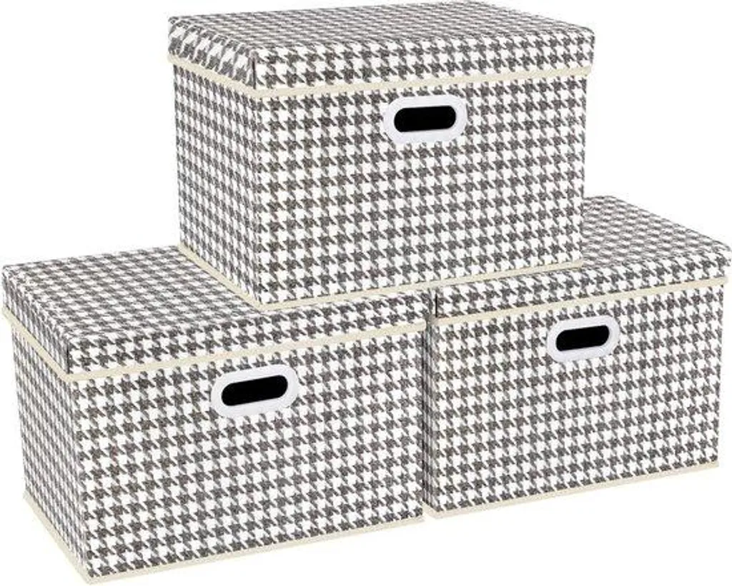 Lot de 3 grandes boîtes de rangement en tissu gris pour dressing et salon