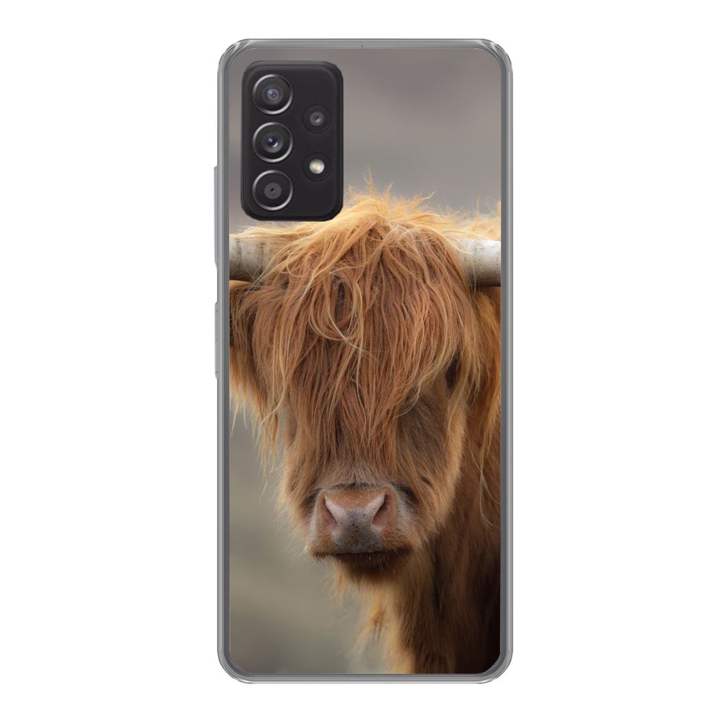 MuchoWow Handyhülle Schutzhülle Hülle für Samsung Galaxy A33 5G Schottischer Highlander - Hörner - Haare Silikon Softcase Handy Hülle - Kar...