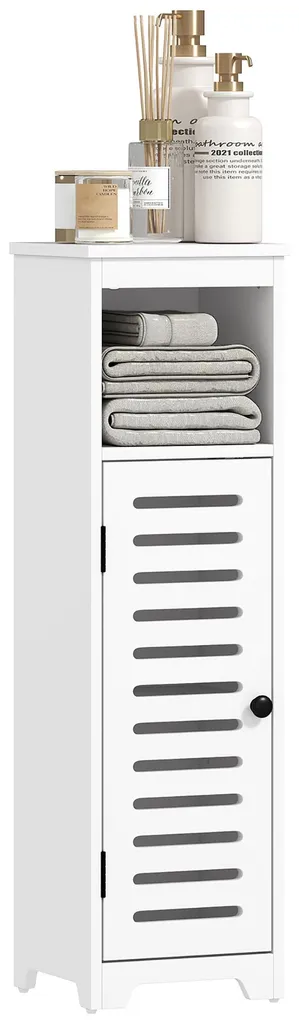 Armoire de salle de bain étroite colonne de rangement bois blanc 75cm