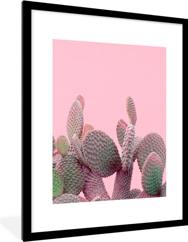 MuchoWow Gerahmtes Poster Kaktus - Pflanzen - Sommer 60x80 cm - Poster mit Schwarzem Bilderrahmen Wandposter Rahmen Foto Bilder - Wohnzimmer - De...