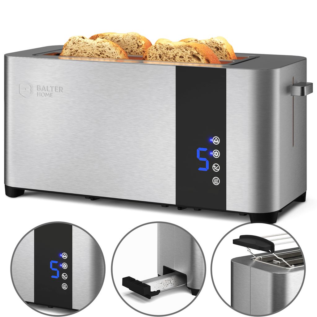 4-Scheiben-Toaster 1300-1500 W 7-Bräunungsstufen Zentrierfunktion Auftaufunktion 