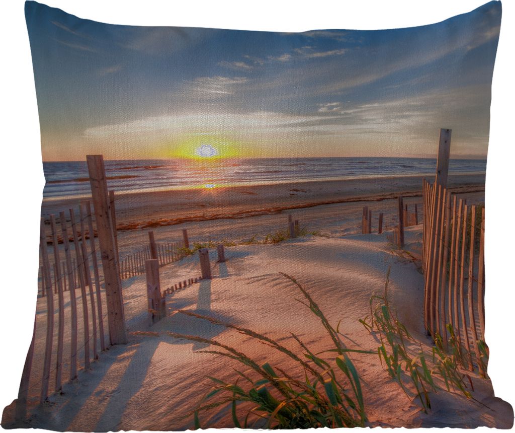 MuchoWow Outdoor Kissen - Strand - Meer - Düne - Sonnenuntergang - Landschaft - 40x40 cm - Wetterfest - Lounge Kissen - Kopfkissen - Interieur -...