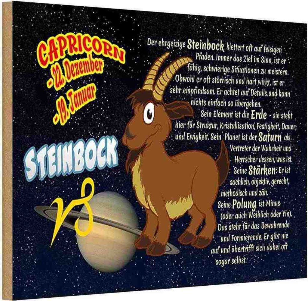 vianmo Holzschild 20x30 cm Sternzeichen Steinbock Planet Saturn Dekoration