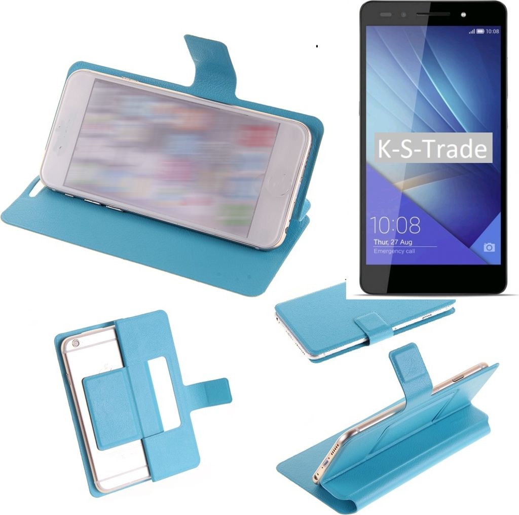K-S-Trade Schutz-Hülle Handy-Hülle kompatibel mit Huawei Honor 7 Dual SIM Schutz Hülle Flip cover Handy case Smartphone Handyhülle blau