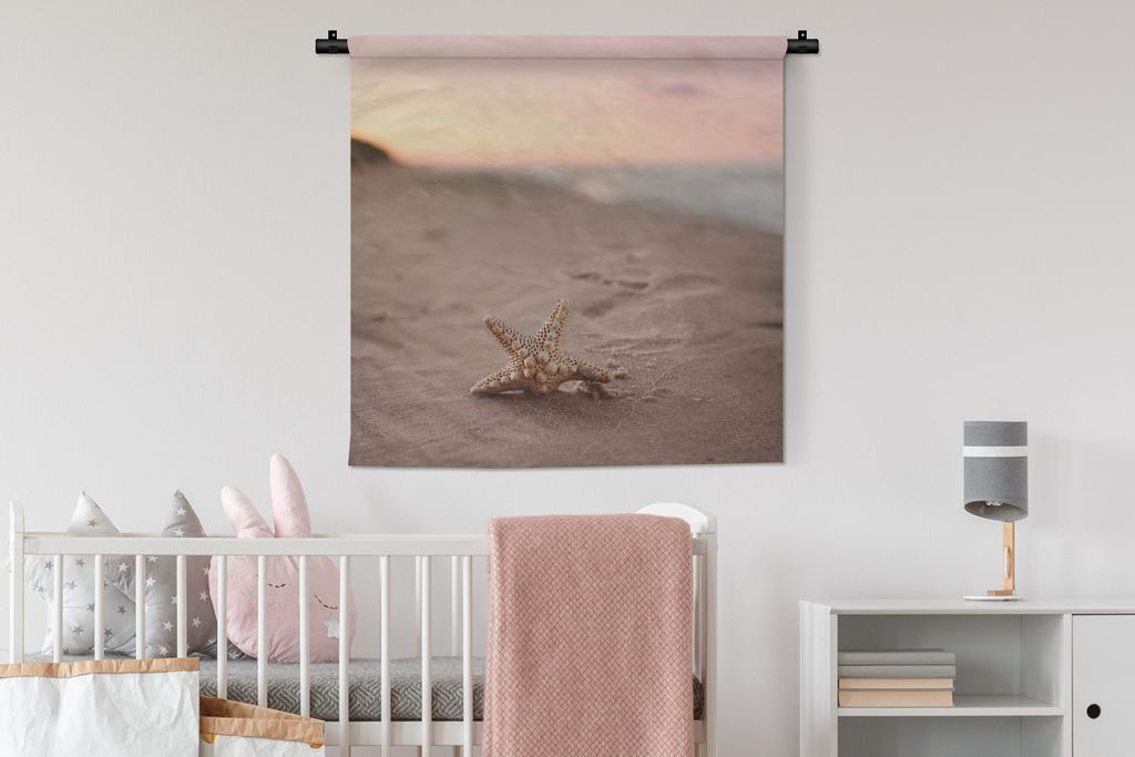 MuchoWow Wandteppich Wandbehang Seestern - Strand - Farben 90x90 cm Tapisserie Dekoration Wandtuch - Wandaufhänger