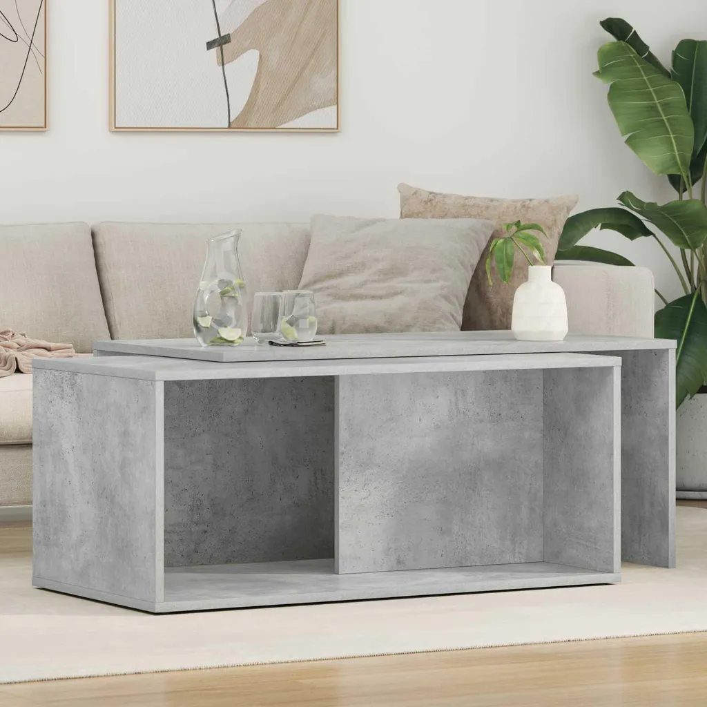 Maison Exclusive - Set tavolino da caffè 2 pezzi cemento grigio legno composito