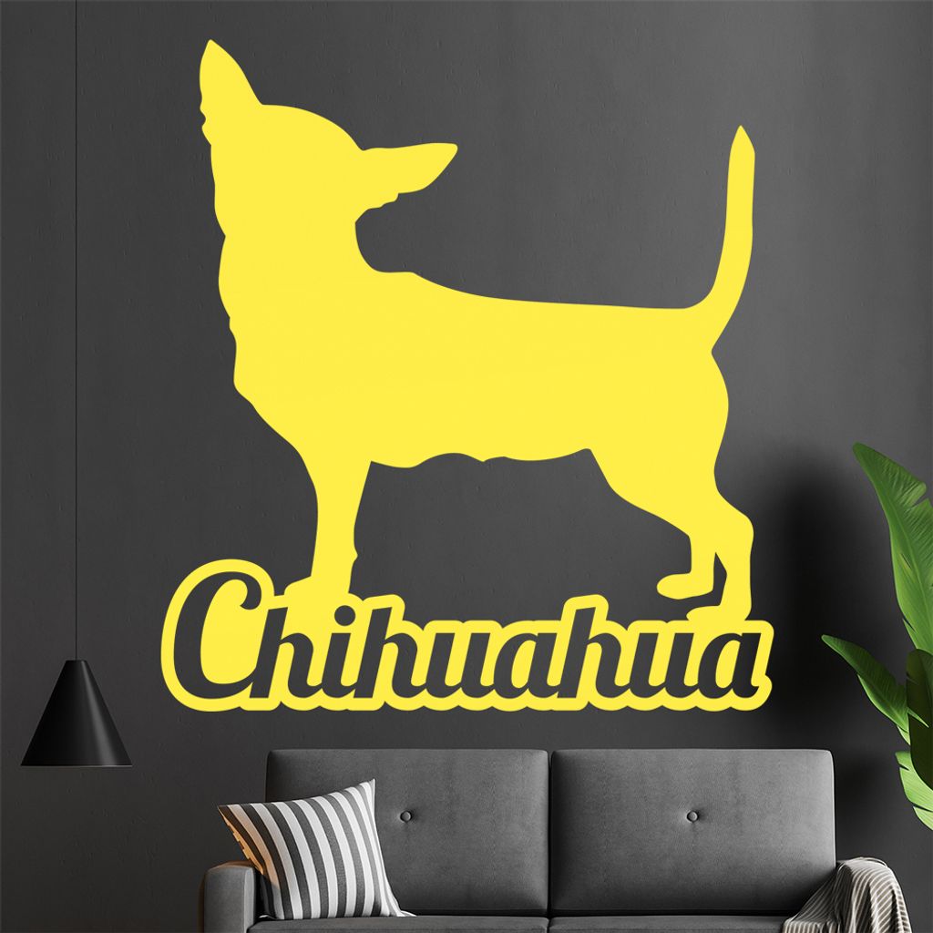 KIWISTAR Chihuahua mit Name Schrift Silhouette Wandtattoo in 6 Größen - Wandaufkleber Wall Sticker - Dekoration, Küche, Wohnzimmer, Schlafzimmer...