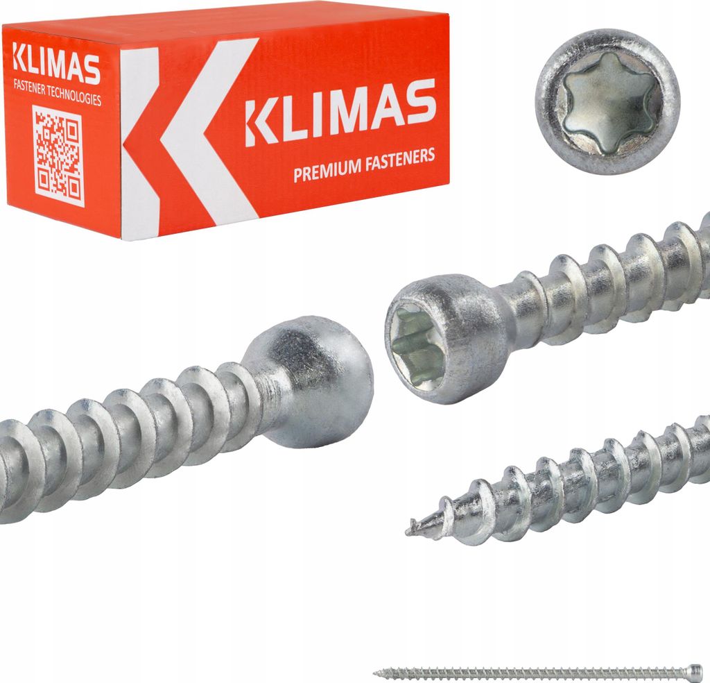 Klimas WKFC Vollgewinde-Konstruktionsschrauben Zylinderkopf Weiß 6x140 mm 100 Stk
