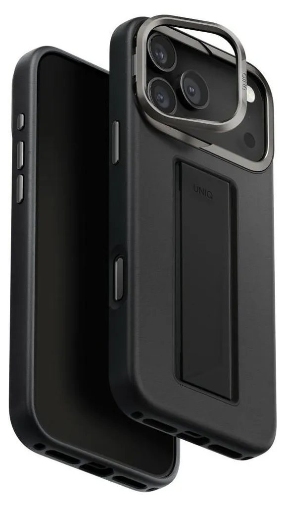UNIQ Heldro Pro iPhone 17 Pro Max Custodia Nera con Cinturino e Stand
