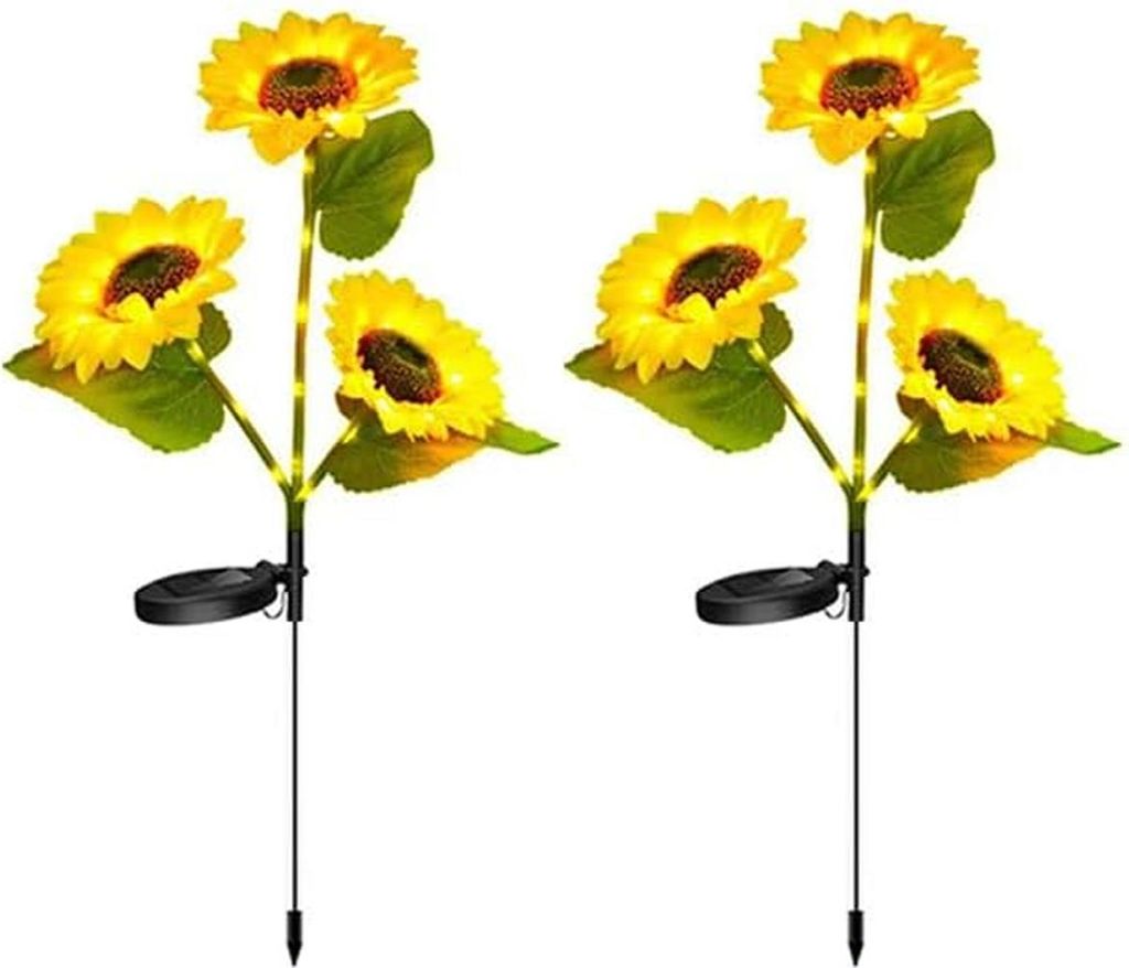 Solarleuchten für die Außendekoration, 2 Sonnenblumen-Solarleuchten, IP65 wasserdichte Solar-Sonnenblumenleuchten für Garten, Terrasse, Balkon u...