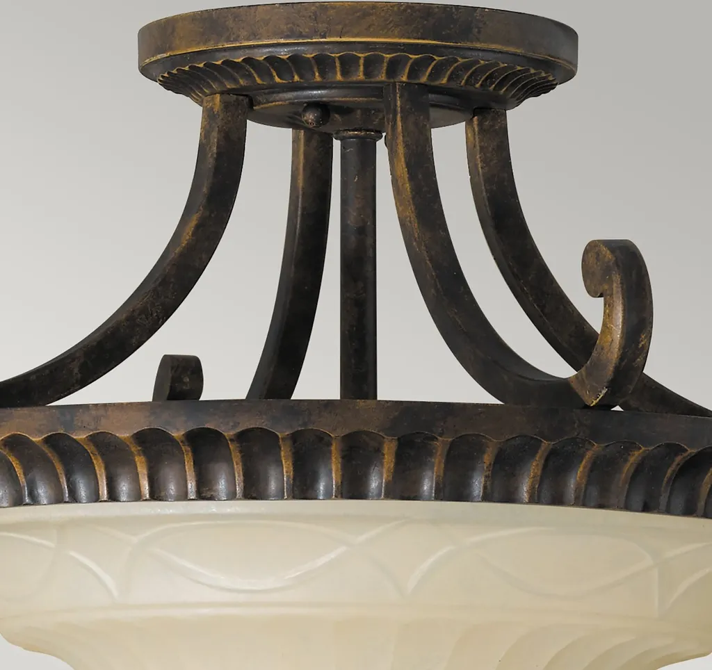 Plafonnier Drawing Room Noyer : Éclairage Élégant pour Plafond Bas E27 - 2