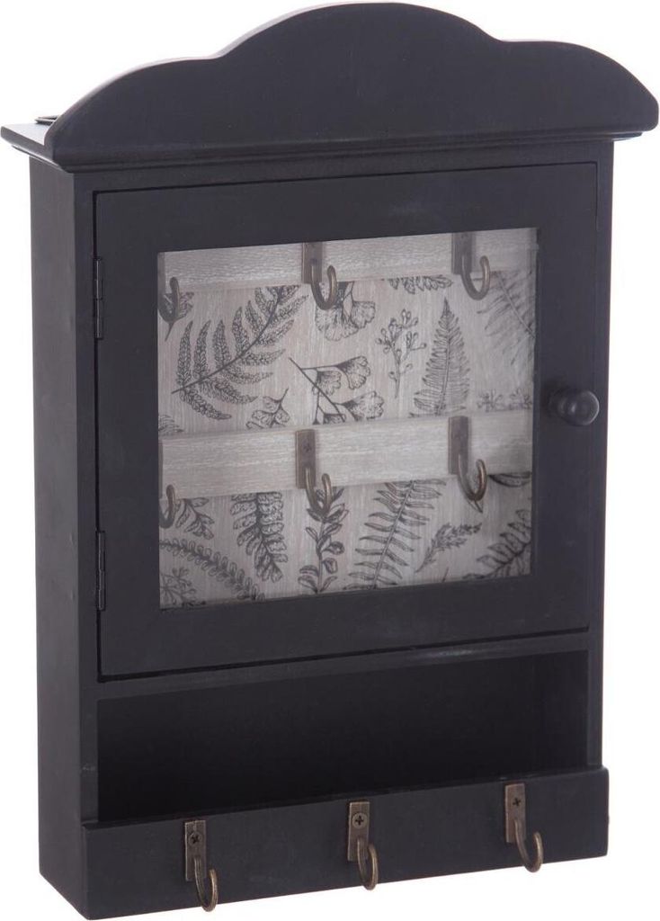 Schlüsselschrank, Aufbewahrungsbox aus Holz, Vintage, Schwarz - Atmosphera