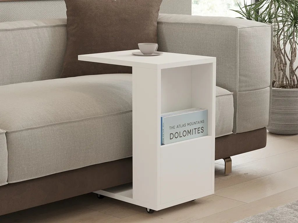 Skye Decor Star Table d'appoint blanche en mélamine de 30 x 40 x 50 cm