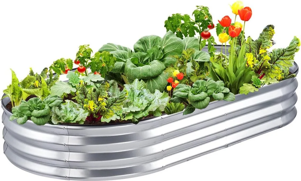 Potager de Jardin pour Légumes et Aromates - Bac Surélevé Métal Galvanisé