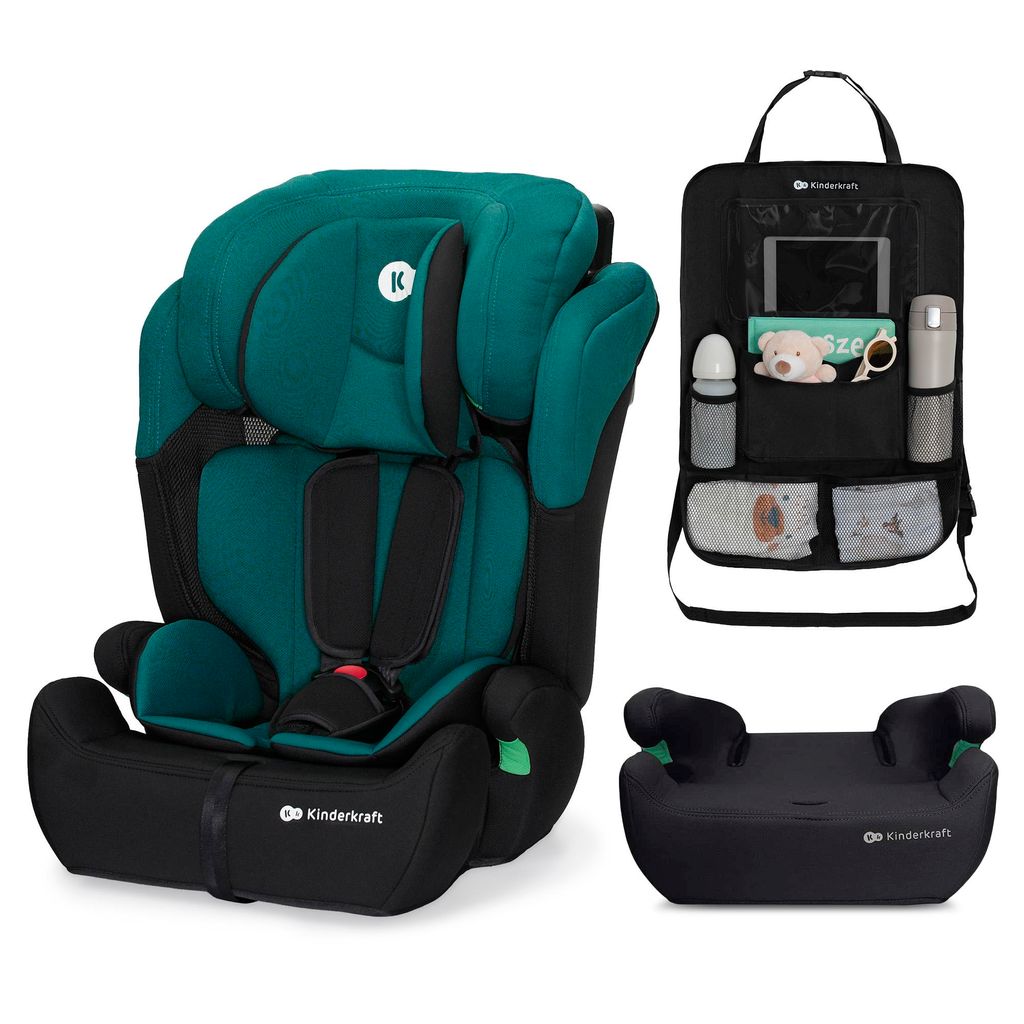 Kinderkraft COMFORT UP i-Size Autokindersitz 76-150 cm R129 5-Punkt-Gurt EASY GROW belüftet Grün mit Auto-Organizer