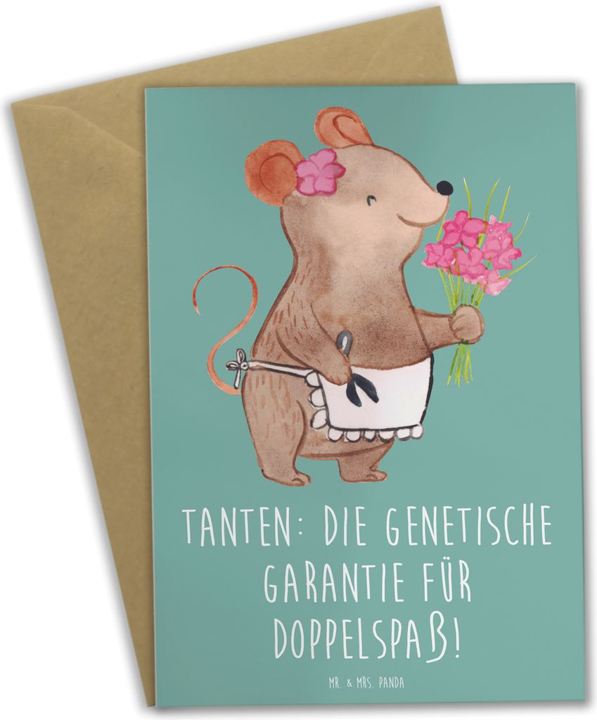 Mr. & Mrs. Panda Grußkarte Tanten Doppelspaß - Meeresbrise - Geschenk, handgemacht, Freude, glückwunschkarten, Spaß, Neffe, einzigartige Design...