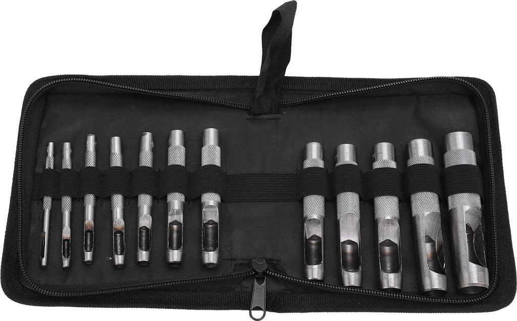 12-teiliges Locher-Set für Gürtel und Leder, Hohllocher aus Kohlenstoffstahl, Multifunktions-Handwerkzeug, 316 mm
