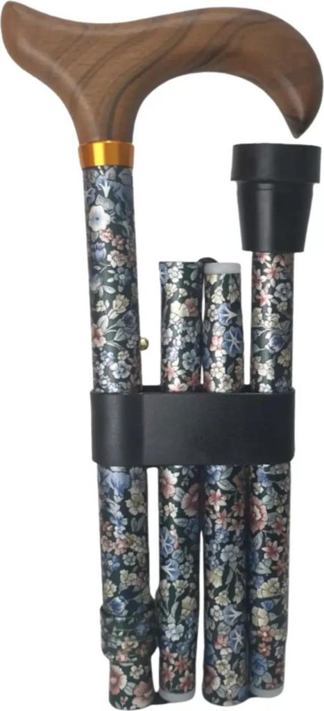 Garcia 1880 Klappbarer Gehstock – Kleine Blumen – Blau – Verstellbar von 84 bis 94 cm – Aluminium – Gehstock für Frauen und Männer – ...