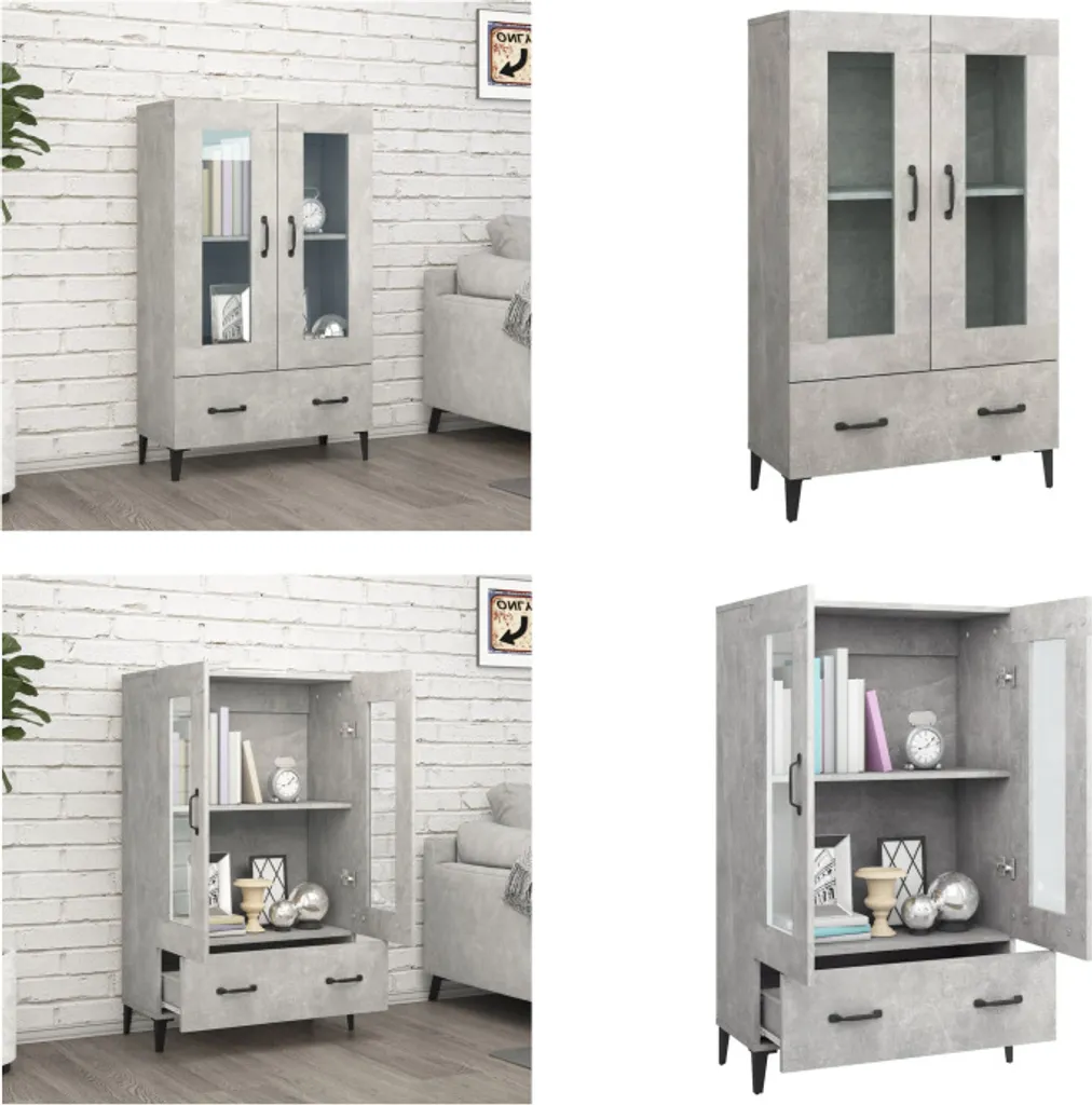 vidaXL Credenza grigio cemento 70x31x115 cm materiale a base di legno - Credenza - Credenze - Credenza - Armadio