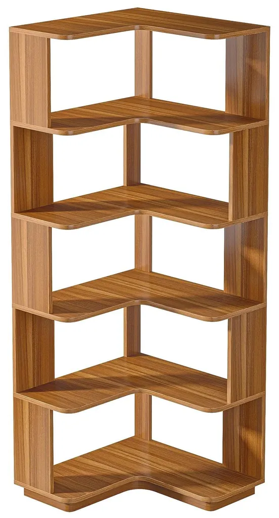 Bibliothèque d'angle gain de place pour bureau et chambre, 6 niches