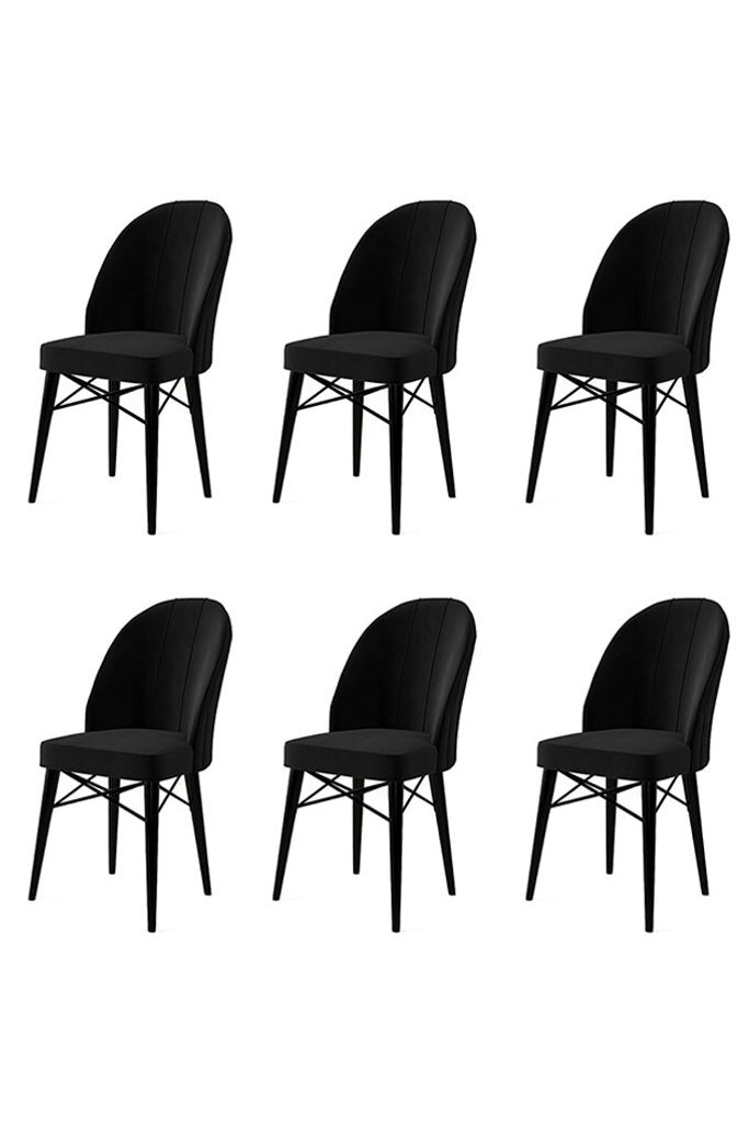 Skye Decor, Ritim - Black, Stuhlset (6-teilig), Schwarz, 44 x 42 x 96 cm