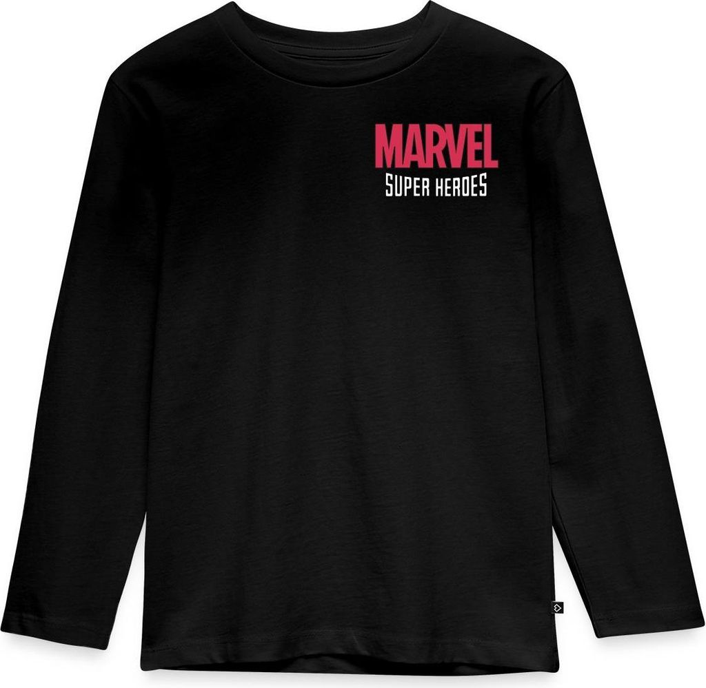 Spreadshirt Avengers Marvel Superhelden Chest- Und Backprint Kinder Premium Langarmshirt, 134/140 (8 Jahre), Schwarz