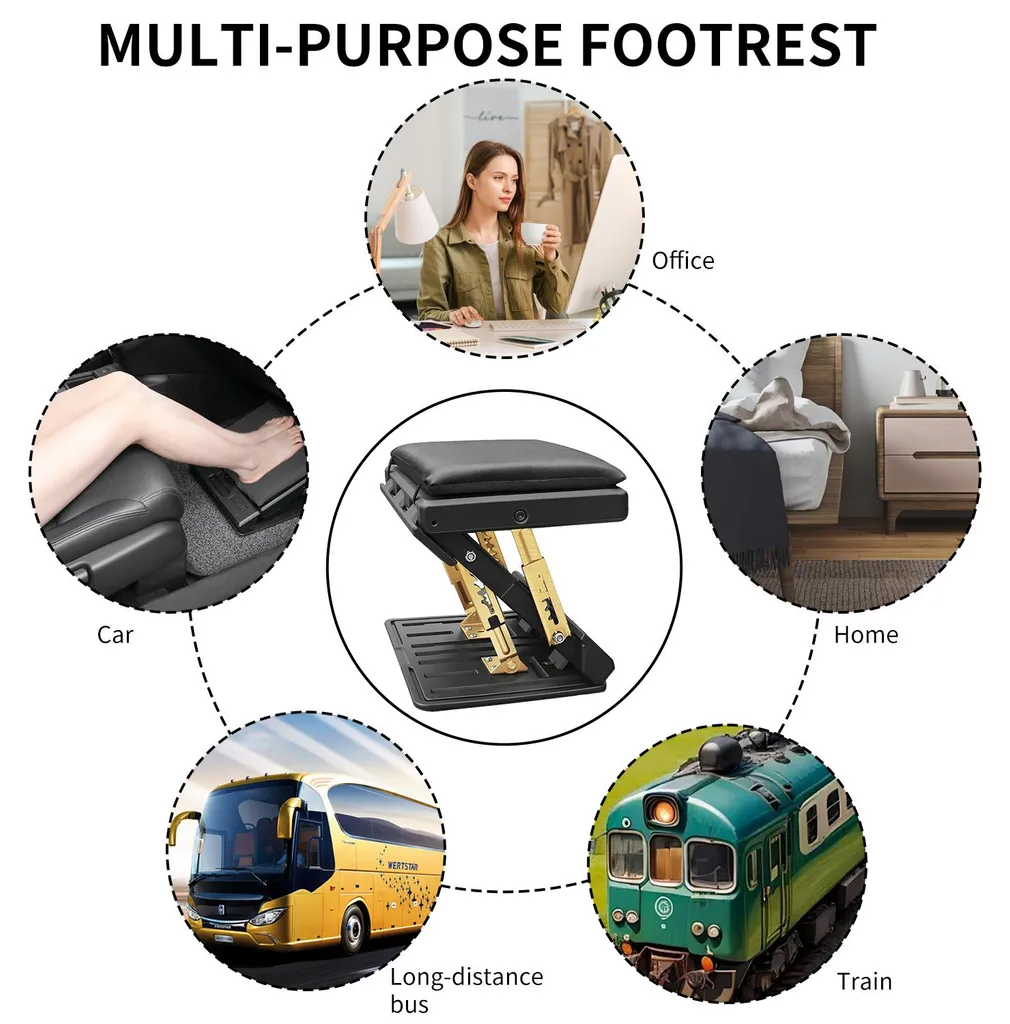 Support de pieds ergonomique réglable et pliable pour bureau - Noir - 5
