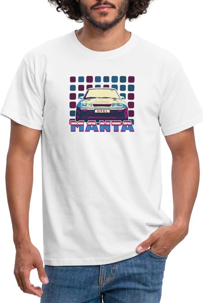 Spreadshirt Opel Manta Frontsicht Cooles 80er Design Männer T-Shirt, XXL, Weiß