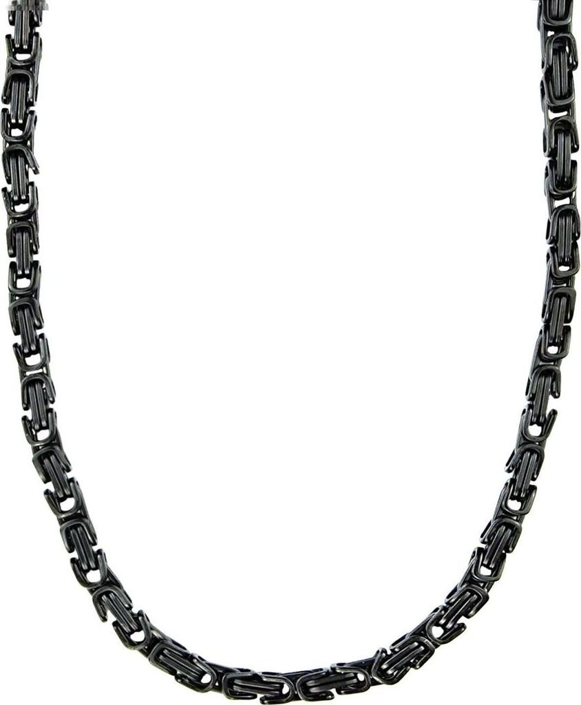 6 mm Königskette Armband Herrenkette Männer Kette Halskette, 22 cm Schwarz Edelstahl Ketten