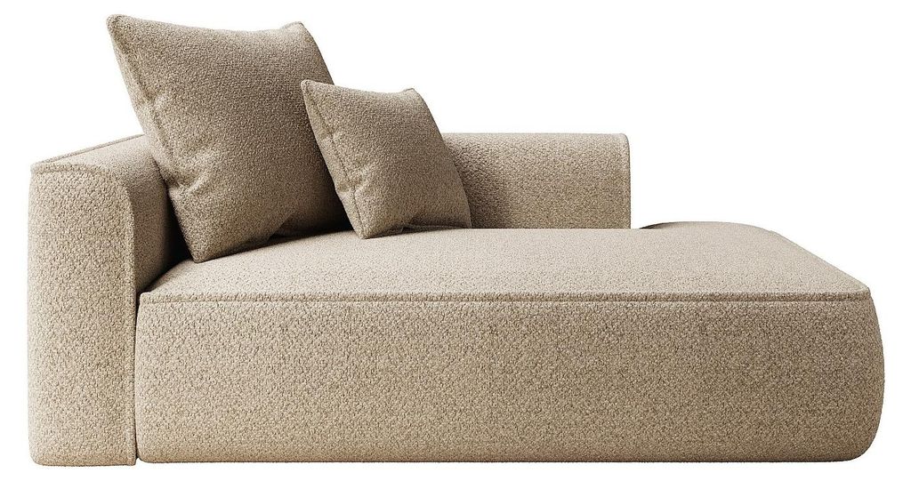 Gerader Chaiselongue aus Chenille-Stoff in Taupe PINETA