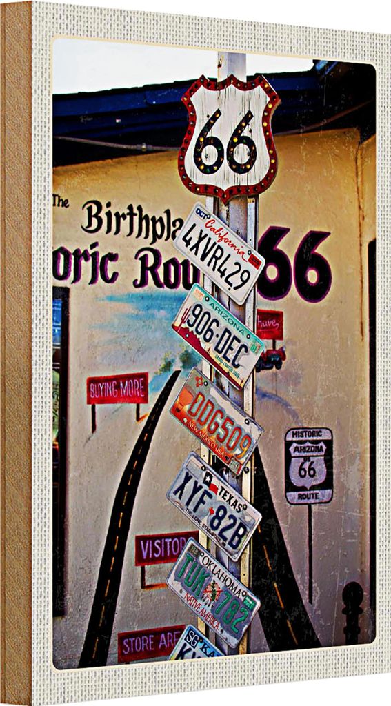 Holzschild Reise 20x30cm USA Amerika US Highway Route 66