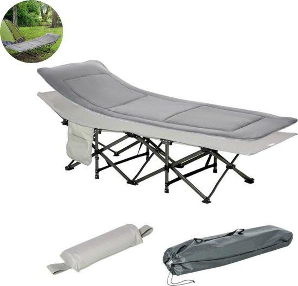 Einzelbett - Reisebett - Faltbett - Liegebett - Lagerbett - Campingbett - Faltbar - Einmannig - Grau