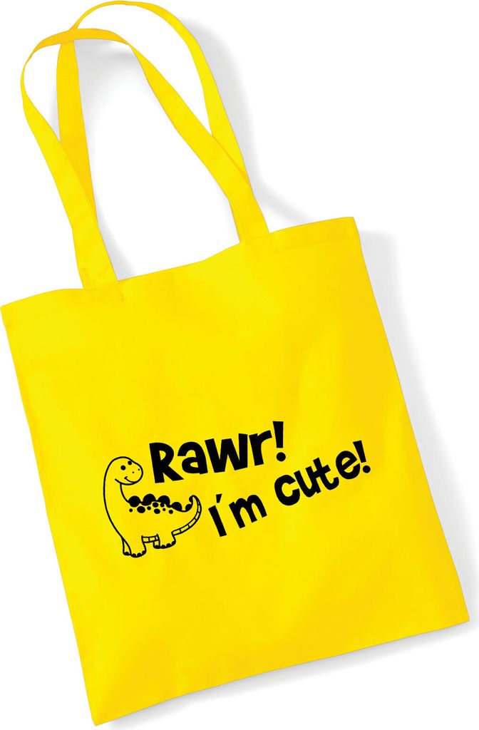 Huuraa Jutebeutel Brachiosaurus I`m cute 10 Liter Yellow Baumwolle Tasche Geschenkidee