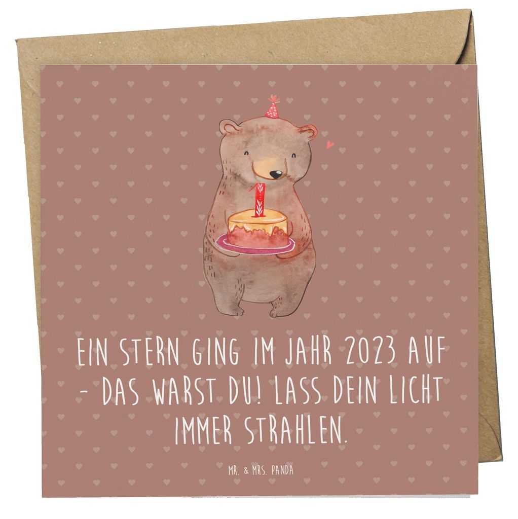 Mr. & Mrs. Panda Grußkarte 2023 Geburtstag Stern - Braun Pastell - Geschenk, Geboren am, einzigartige Person, faltkarte, Geburtstagsparty, Jahrgan...