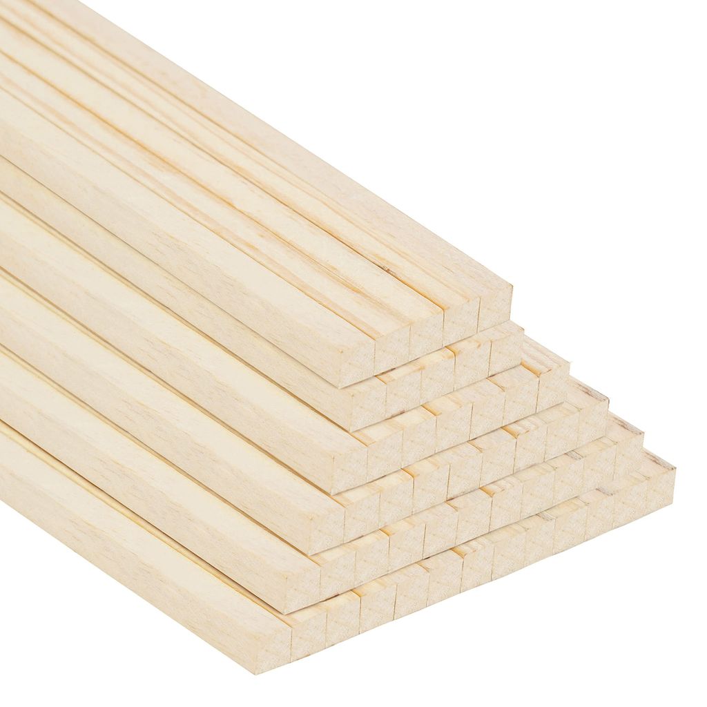 Belle Vous 50 Pack Natürliche Holzleisten zum Basteln, Holzstiele - 6,4 mm x 30 cm Schmale Bastel Holzleisten Wandleiste Holz - Extra Langes Unbehandeltes Holz Bastel Holz, DIY Projekte, Holzarbeit