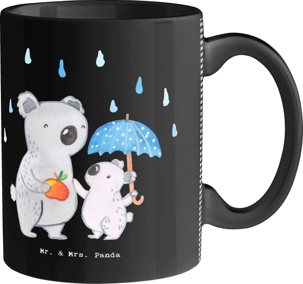 Mr. & Mrs. Panda Tasse Tagesvater Herz - Schwarz - Geschenk, Kaffeetasse, Teetasse, Keramiktasse, Kaffeebecher, mit Motiv