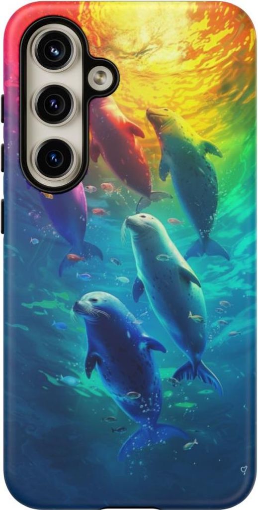 Bunte Seehunde unter lebendigem Licht – Hülle Kompatibel mit Samsung Galaxy S24